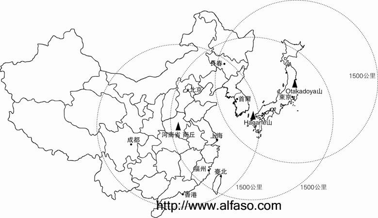 日本 中國 發射站覆蓋範圍